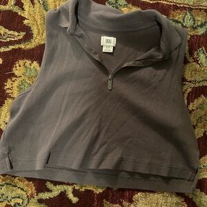 BDG Gray Sleeveless Zip-Up Top
